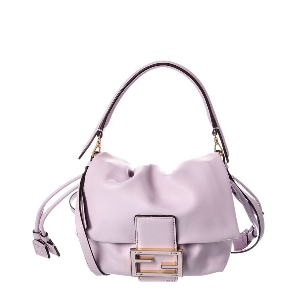 Fendi Mamma Baguette Small Leather Shoulder Bag, Purple